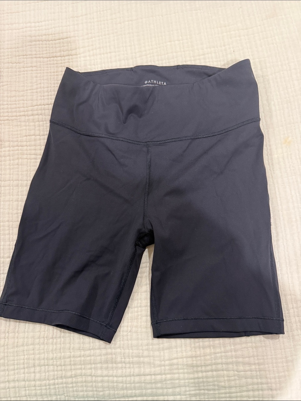 Athleta Black High-Rise Bike Shorts with Wide Waistband